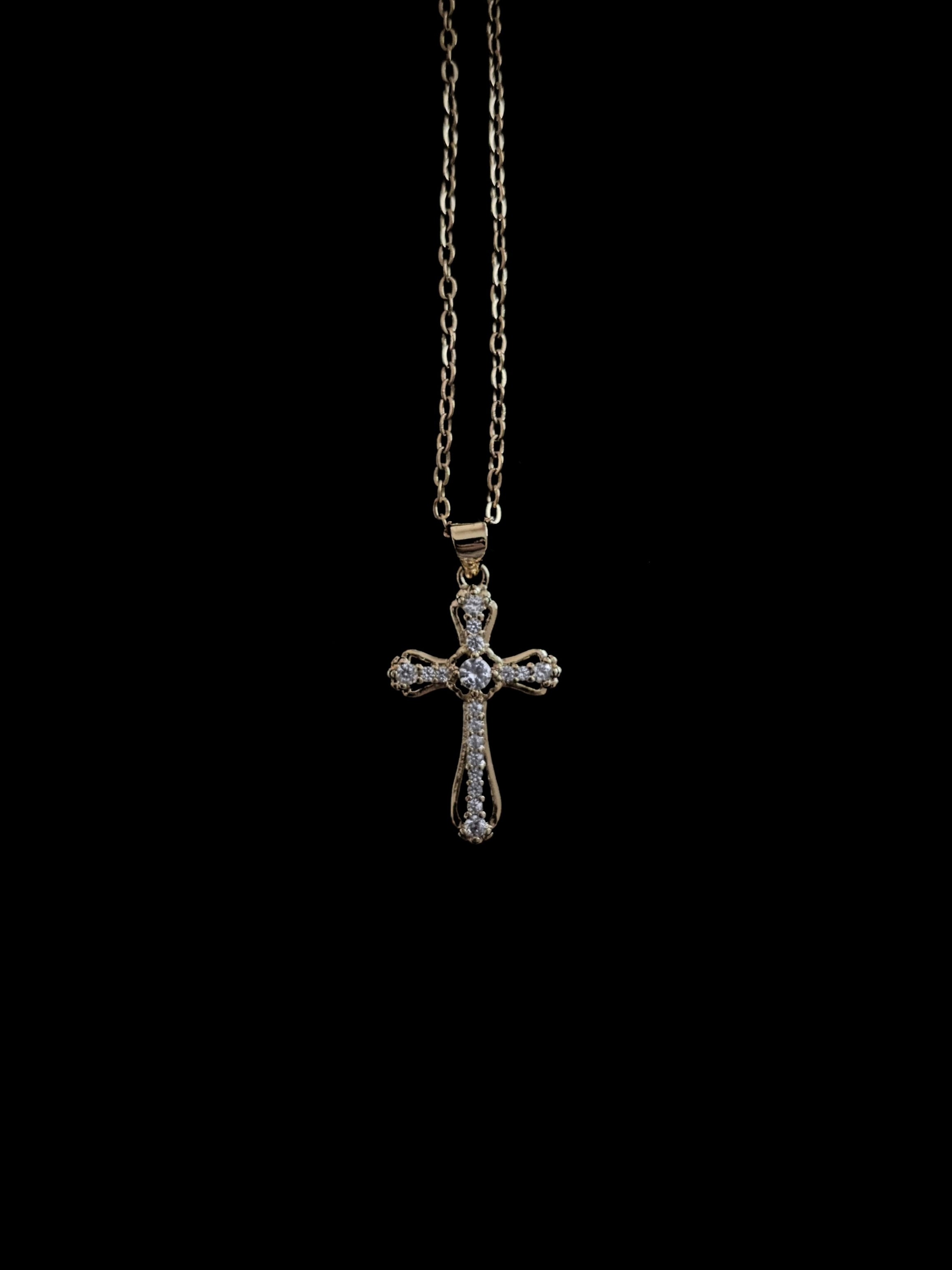 Bijoux religieux pour femme et homme, collier croix en plaqué or et zircon lumineux.