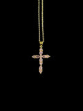 Collier chrétien en acier inoxydable plaqué or et rose, pendentif orné de zircon, bijou raffiné.