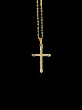 Collier chrétien mixte avec croix plaquée or et zircon