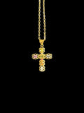 Collier croix chrétienne plaqué or avec zircon multicolores – bijou lumineux et spirituel