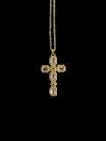 Collier religieux féminin, acier inoxydable plaqué or rose et or, pendentif avec zircon scintillant.