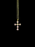 Bijou chrétien raffiné, collier plaqué or et rose avec zircon, pendentif élégant pour femme.