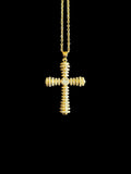 Collier croix lumineuse en acier inoxydable plaqué or 18k, pierres zircons, accessoire de mode chrétienne résistant à l'eau.