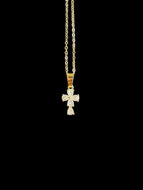 Petite croix chrétienne plaquée or avec zircon – bijou discret et élégant