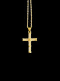 Croix chrétienne plaquée or entièrement sertie de zircon – bijou éclatant pour femme et homme 