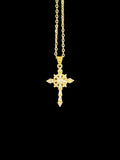 Collier croix dorée Éliora – bijou chrétien symbolisant la lumière divine et la foi en Dieu, bijou religieux élégant pour femme, Elohim Bijoux.