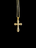Bijoux religieux pour femme et homme, collier croix en plaqué or et zircon lumineux.
