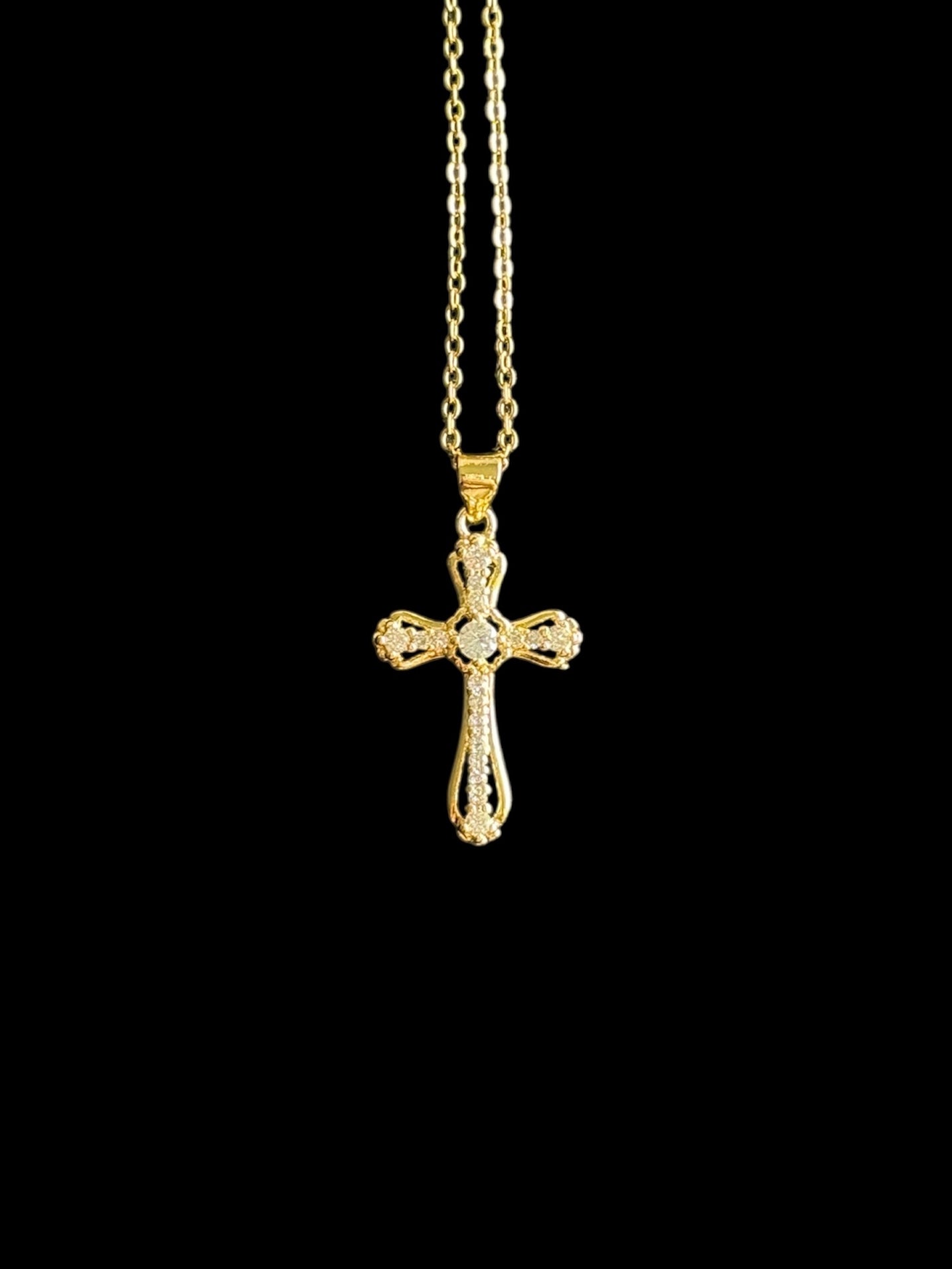 Bijoux religieux pour femme et homme, collier croix en plaqué or et zircon lumineux.