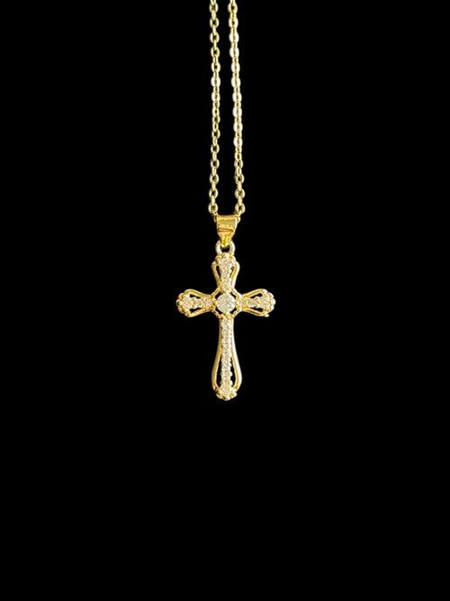 Bijoux religieux pour femme et homme, collier croix en plaqué or et zircon lumineux.
