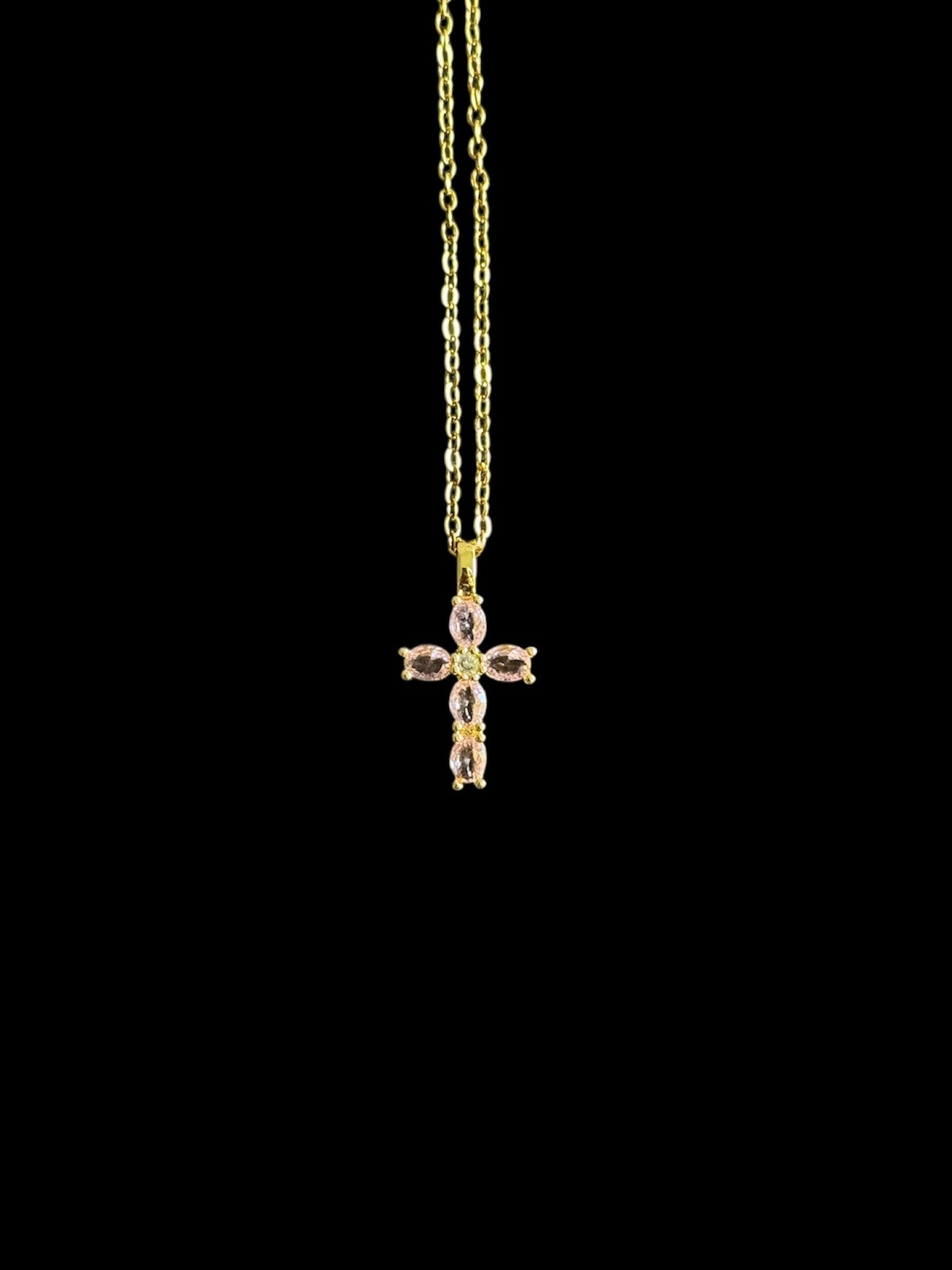 Collier chrétien Elohim Bijoux, acier inoxydable plaqué or rose et or, pendentif avec zircon étincelant pour femme.
