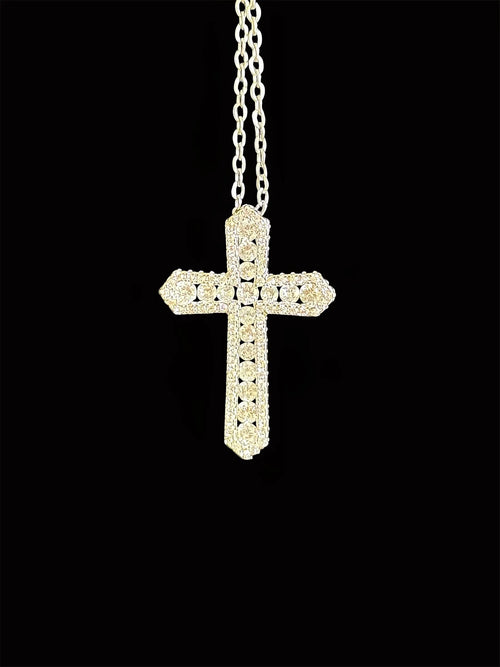 Collier croix argent et zirconiums : Pendentif chrétien scintillant éclatant